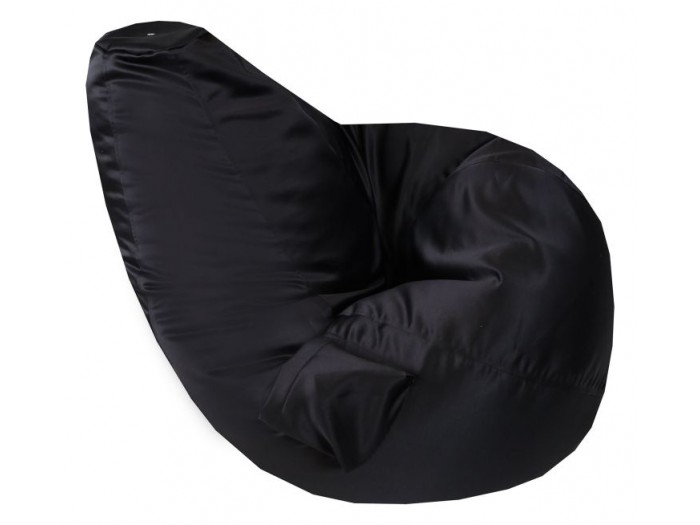 ПУФ Барбарон LUXE XL голяма круша (черен сатен/промазка)